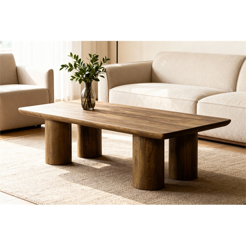 Sullivan Rectangular Cocktail Table in Spice Tan on Mango Solid Wood