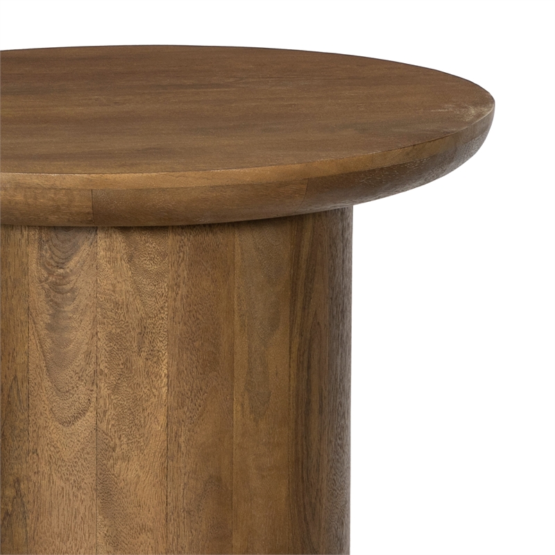 Sullivan Round Top End Table in Spice Tan Finish on Mango Solid Wood