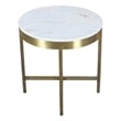Orlando Ivory Marble Top Round Side Table In Brass Color Iron Base