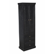 Jenna Louvered Doors Cabinet In Charcoal Finish on Solid Wood