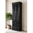 Jenna Louvered Doors Cabinet In Charcoal Finish on Solid Wood