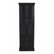 Jenna Louvered Doors Cabinet In Charcoal Finish on Solid Wood