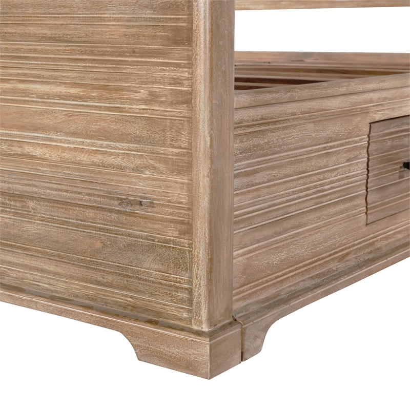 Carmenita Eastern King Bed in Rustic Light Brown Finish on Solid Wood