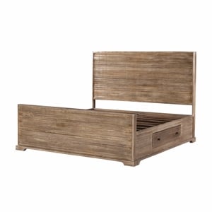 Carmenita California King Bed in Rustic Light Brown Finish on Solid Wood