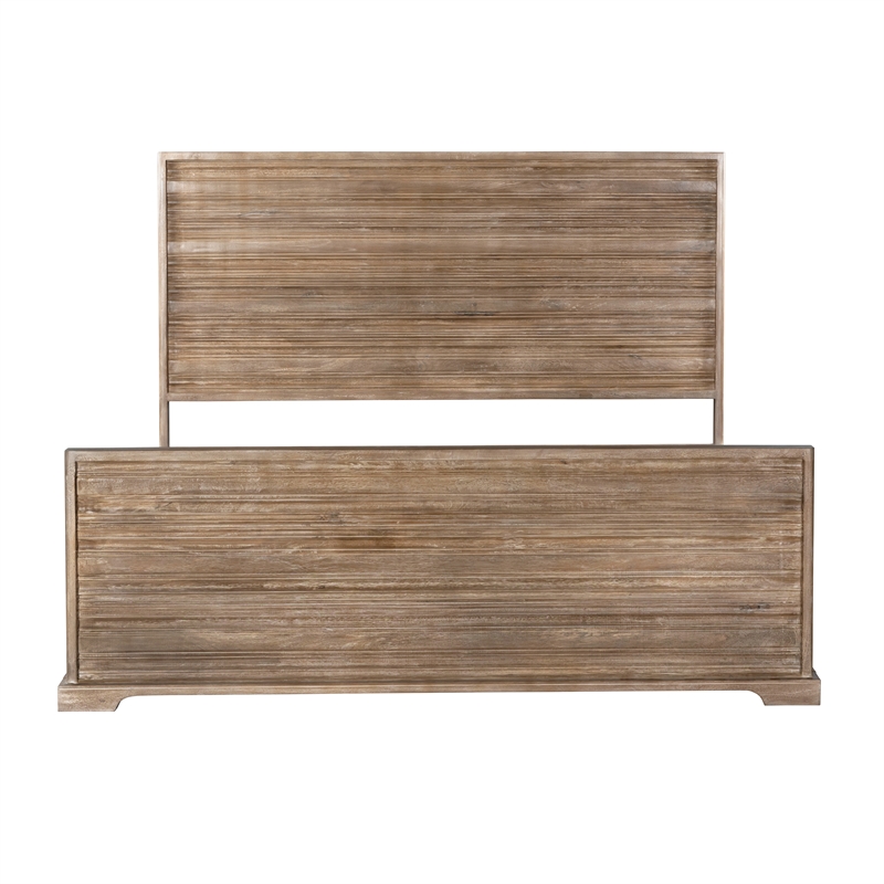 Carmenita California King Bed in Rustic Light Brown Finish on Solid Wood