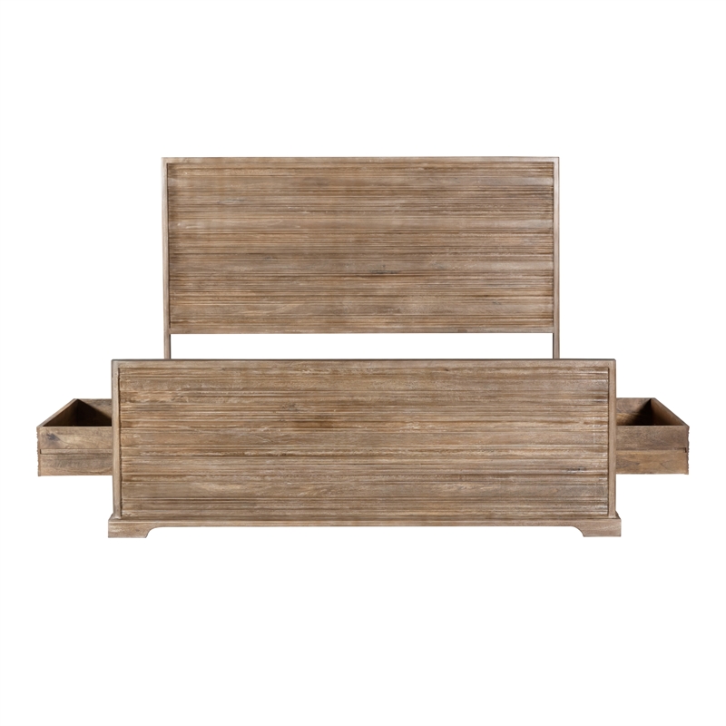 Carmenita Queen Bed in Rustic Light Brown Finish on Solid Wood