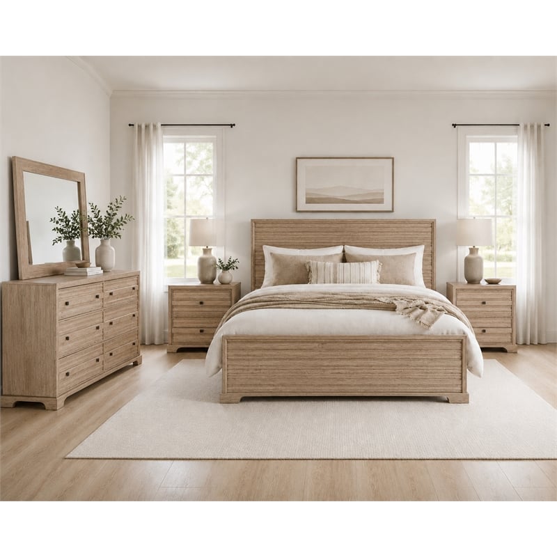 Carmenita Queen Bed in Rustic Light Brown Finish on Solid Wood