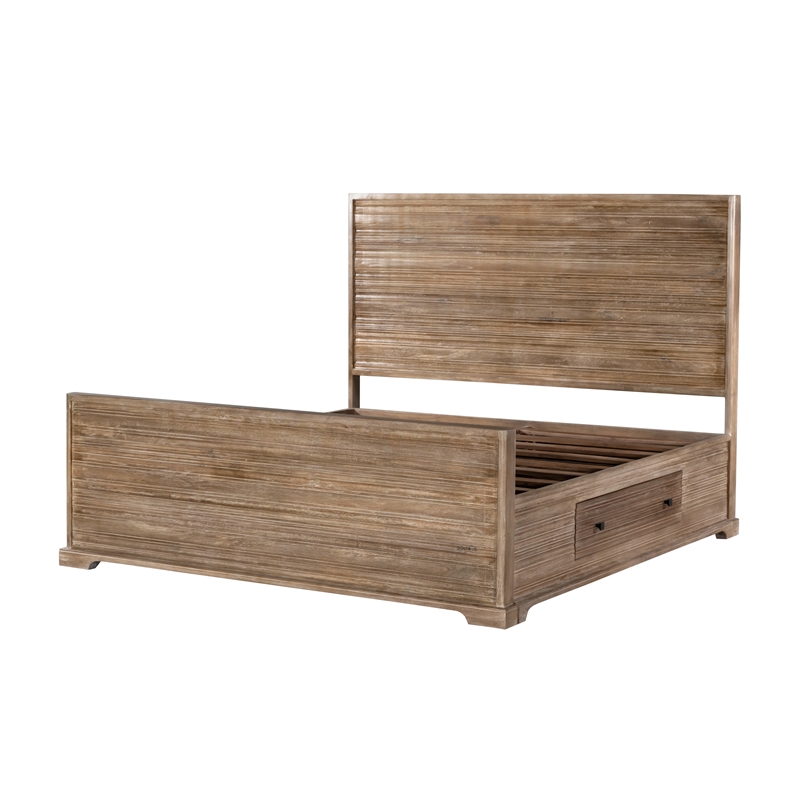 Carmenita Queen Bed in Rustic Light Brown Finish on Solid Wood