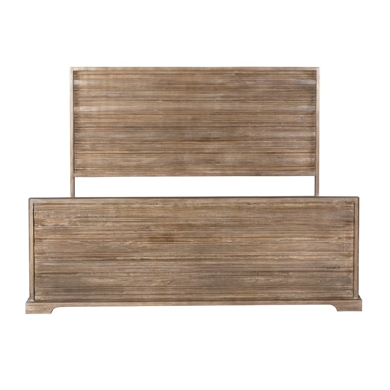 Carmenita Queen Bed in Rustic Light Brown Finish on Solid Wood