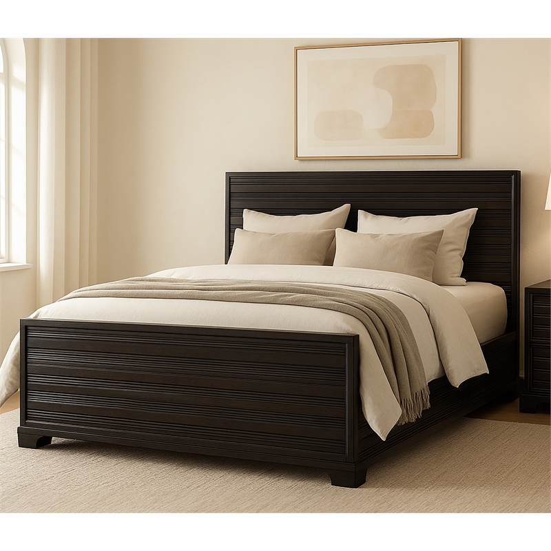 Carmenita Eastern King Bed in Rich Umber Brown Finish on Solid Wood