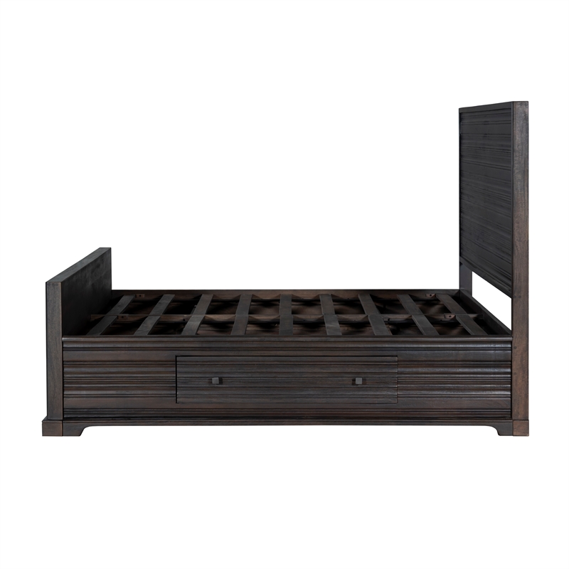 Carmenita Queen Bed in Rich Umber Brown Finish on Solid Wood