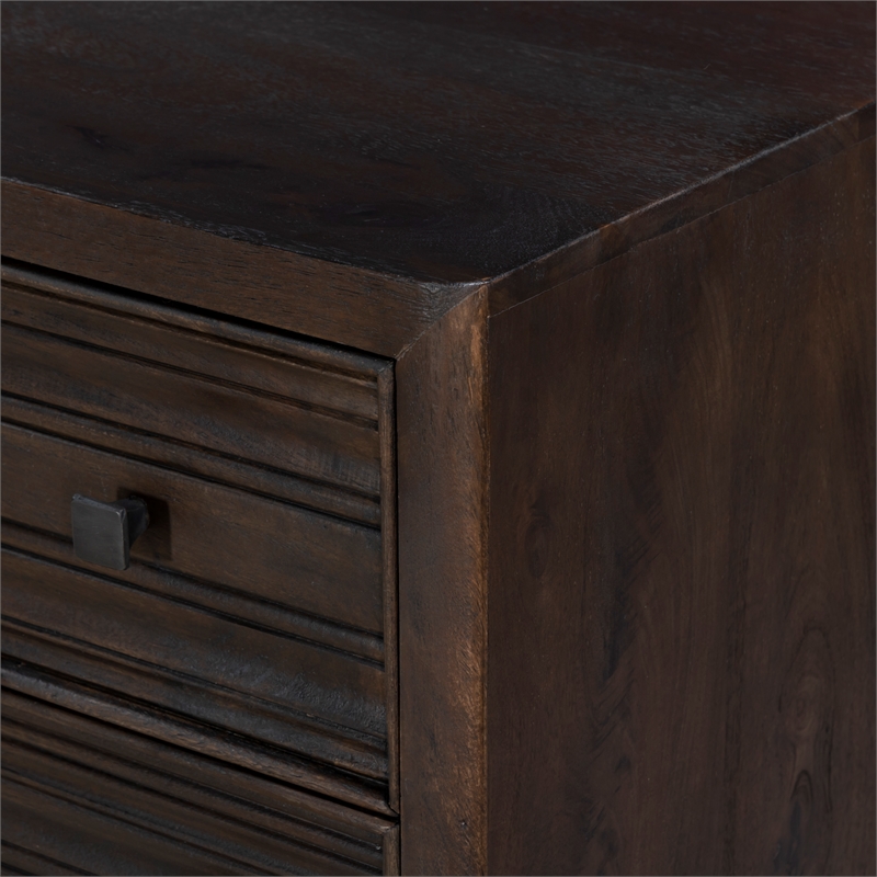 Carmenita 6 Drawer Dresser in Rich Umber Brown Finish on Solid Wood