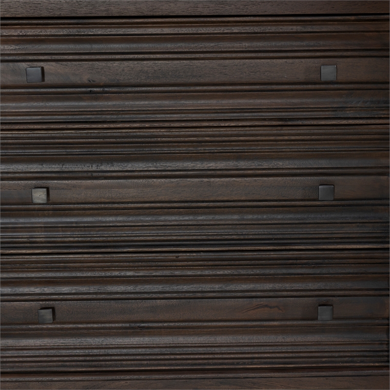 Carmenita 6 Drawer Dresser in Rich Umber Brown Finish on Solid Wood