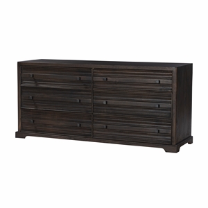 Carmenita 6 Drawer Dresser in Rich Umber Brown Finish on Solid Wood