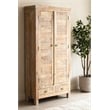 Jenna Louvered Doors Armoire In Natural Finish on Solid Wood