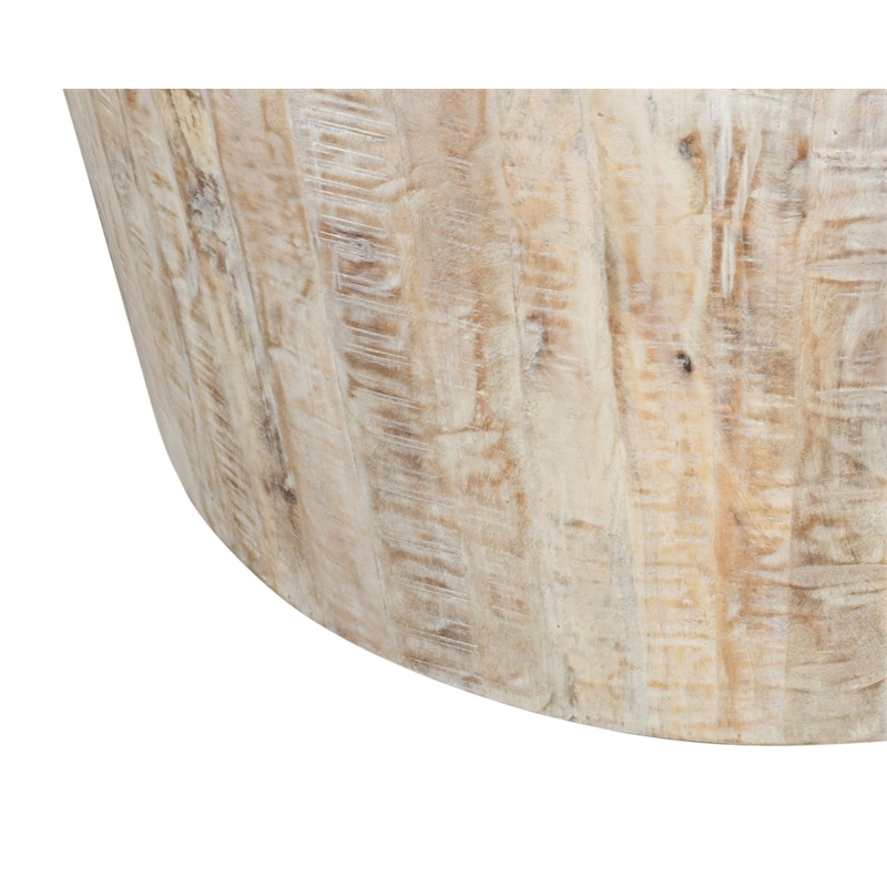 Jenna Drum Coffee Table In Natural Finish on Mango Solid Wood