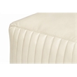 Brie Genuine Leather Square Pouf in a Sophisticated Ivory Finish