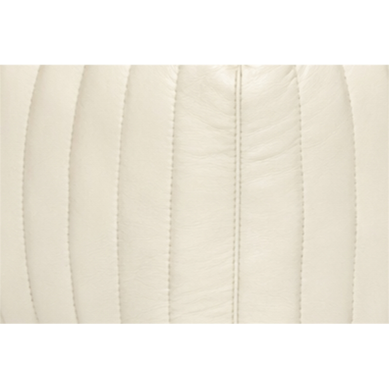 Brie Genuine Leather Square Pouf in a Sophisticated Ivory Finish