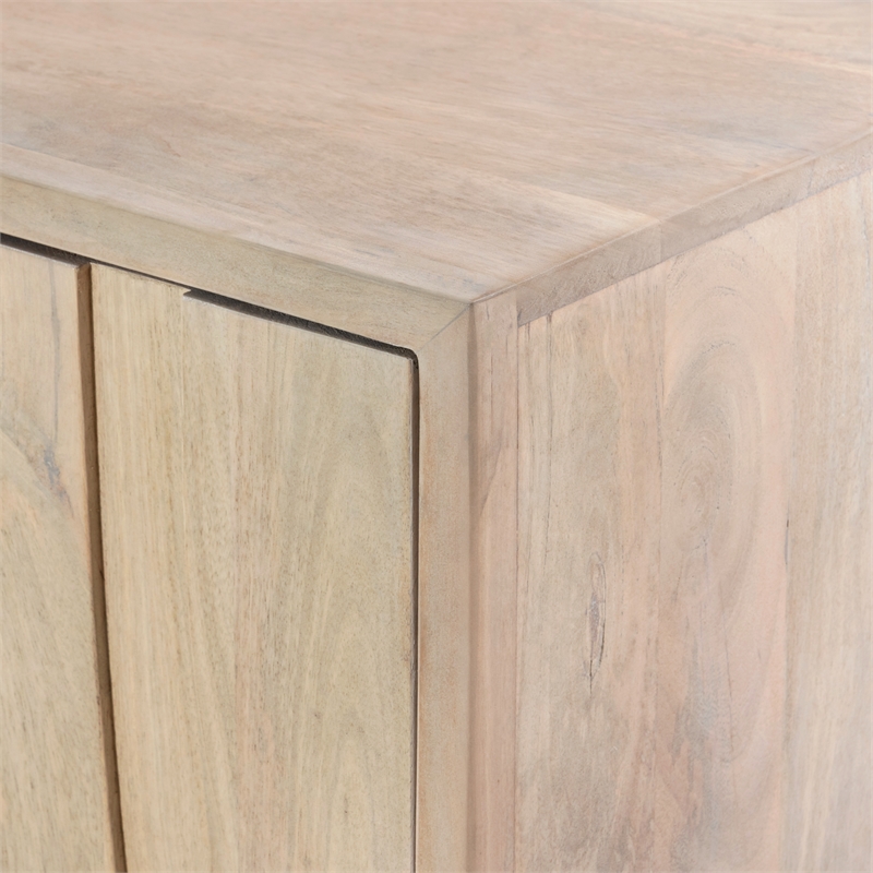 Donatalla 4-Door Sideboard in Brushed Ivory Finish on Solid Wood