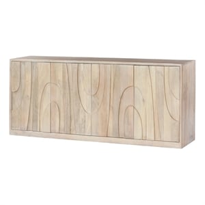 Donatalla 4-Door Sideboard in Brushed Ivory Finish on Solid Wood