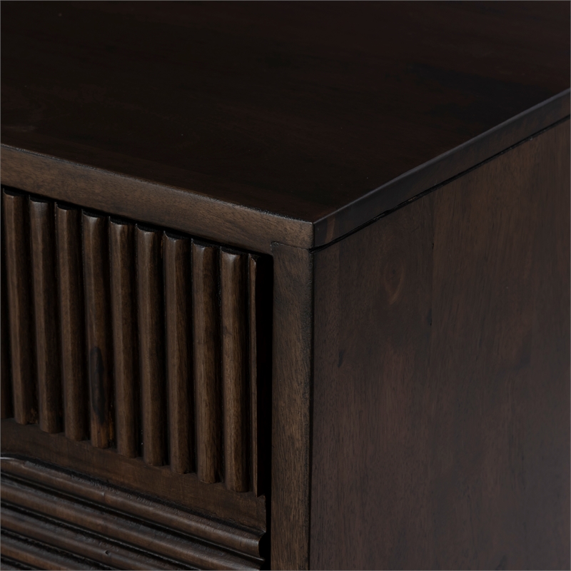 Ronson 4-Door Sideboard in Walnut Brown Finish on Solid Wood