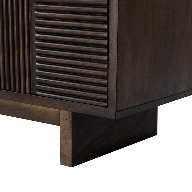 Ronson 4-Door Sideboard in Walnut Brown Finish on Solid Wood