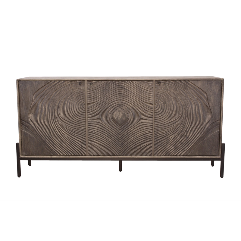 Bristol 3-Door Sideboard in Smoked Ash Finish on Mango Solid Wood