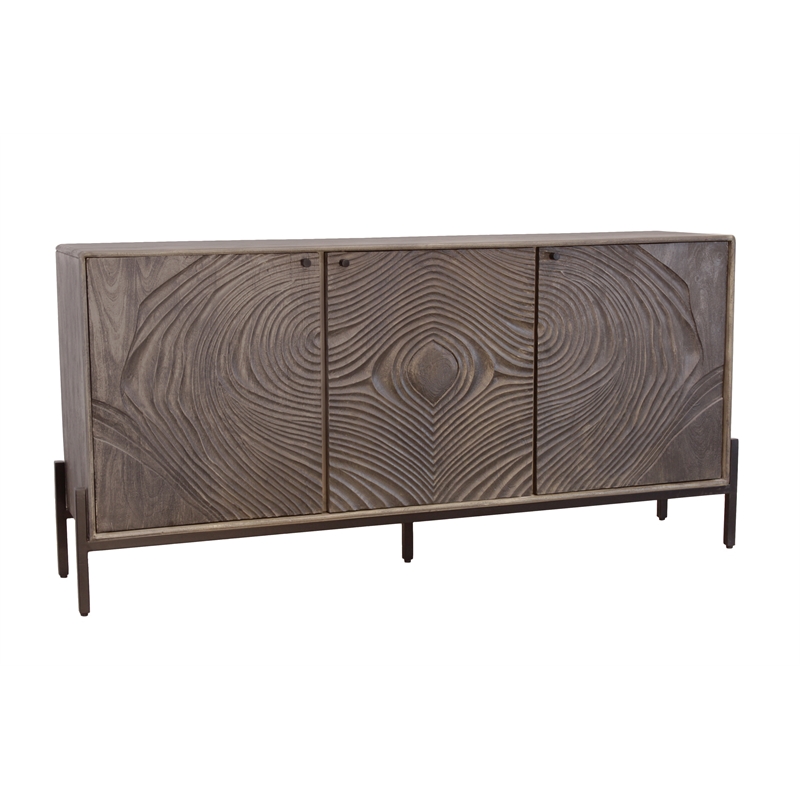 Bristol 3-Door Sideboard in Smoked Ash Finish on Mango Solid Wood