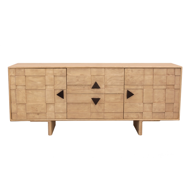 Durant Credenza in Neutral Beige Finish on Mango Solid Wood