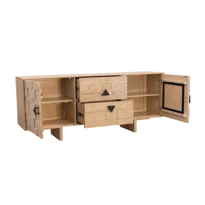 Durant Credenza in Neutral Beige Finish on Mango Solid Wood