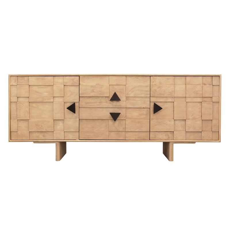 Durant Credenza in Neutral Beige Finish on Mango Solid Wood