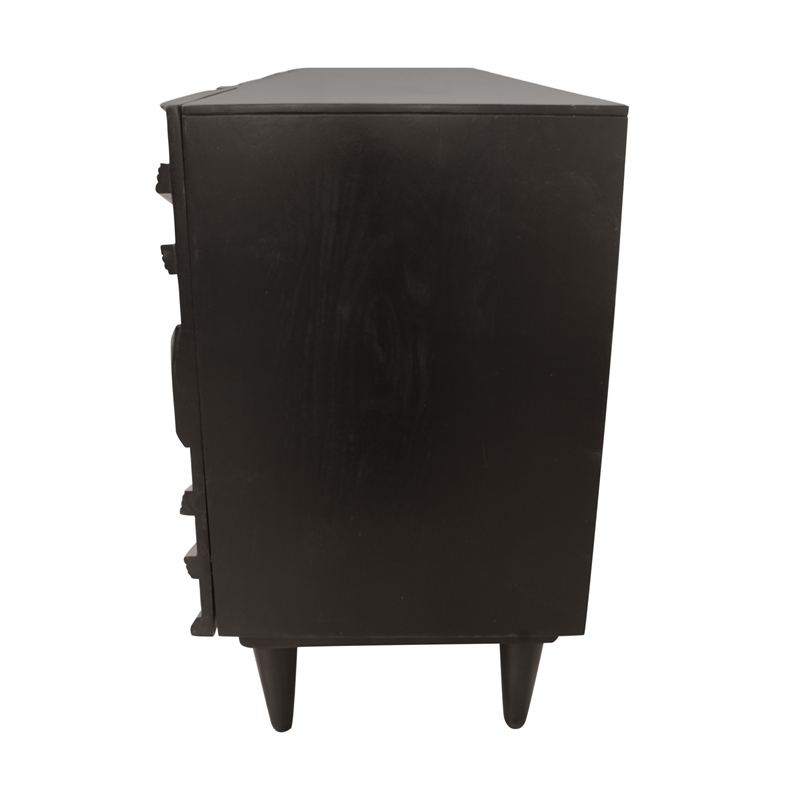 Cahill 4-Door Sideboard in Modern Black Finish on Solid Wood