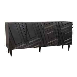Cahill 4-Door Sideboard in Modern Black Finish on Solid Wood