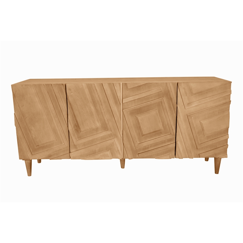 Cahill 4-Door Sideboard in Sand Oak Finish on Mango Solid Wood