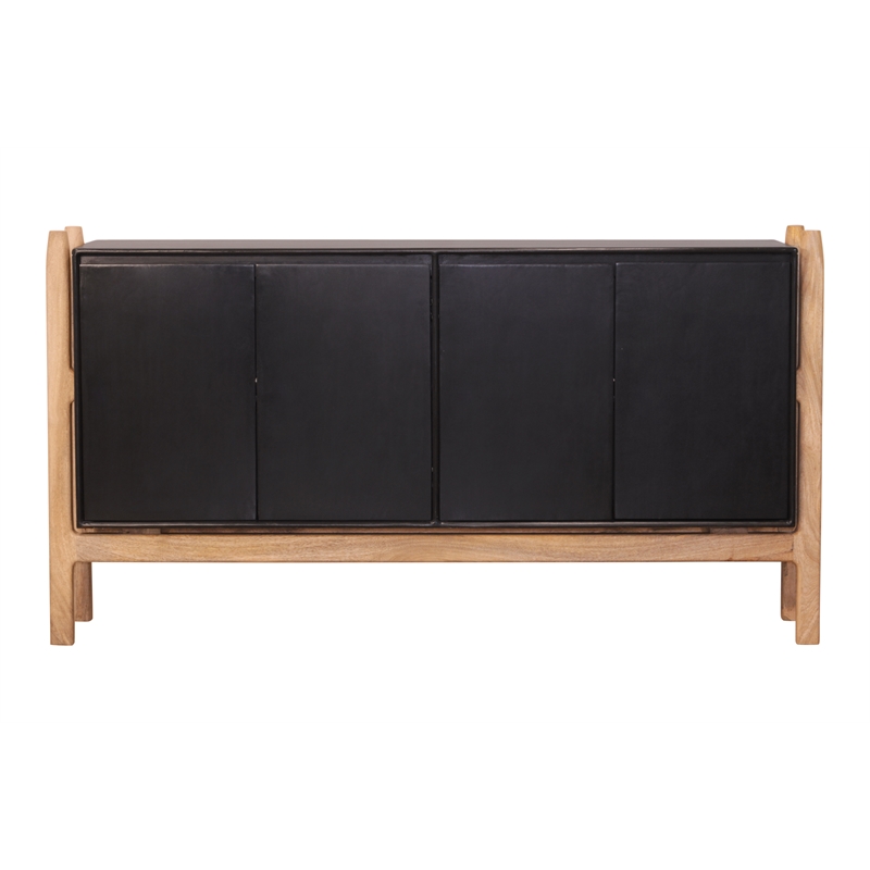 Fawkes 4-Door Sideboard in Matte Black Finish on Mango Solid Wood