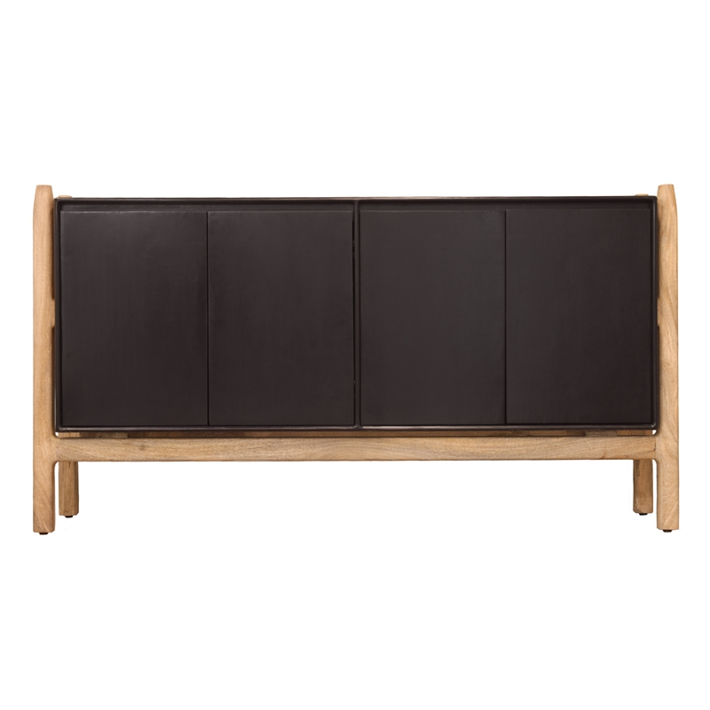 Fawkes 4-Door Sideboard in Matte Black Finish on Mango Solid Wood