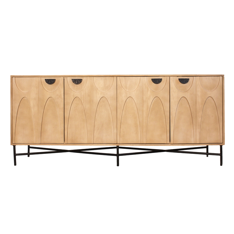 Terrance 4-Door Sideboard in Natural Finish on Mango Solid Wood