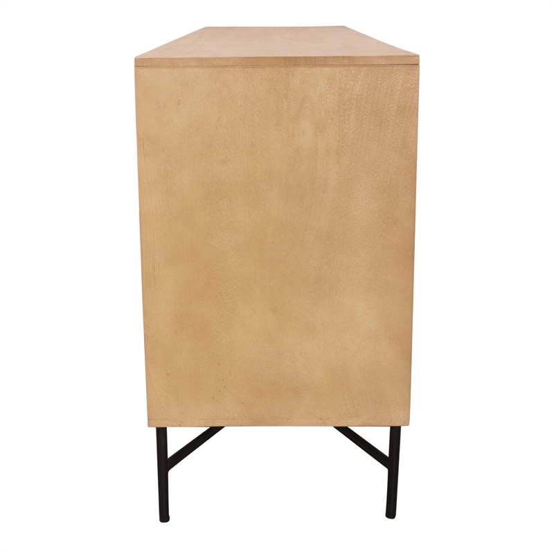 Terrance 4-Door Sideboard in Natural Finish on Mango Solid Wood