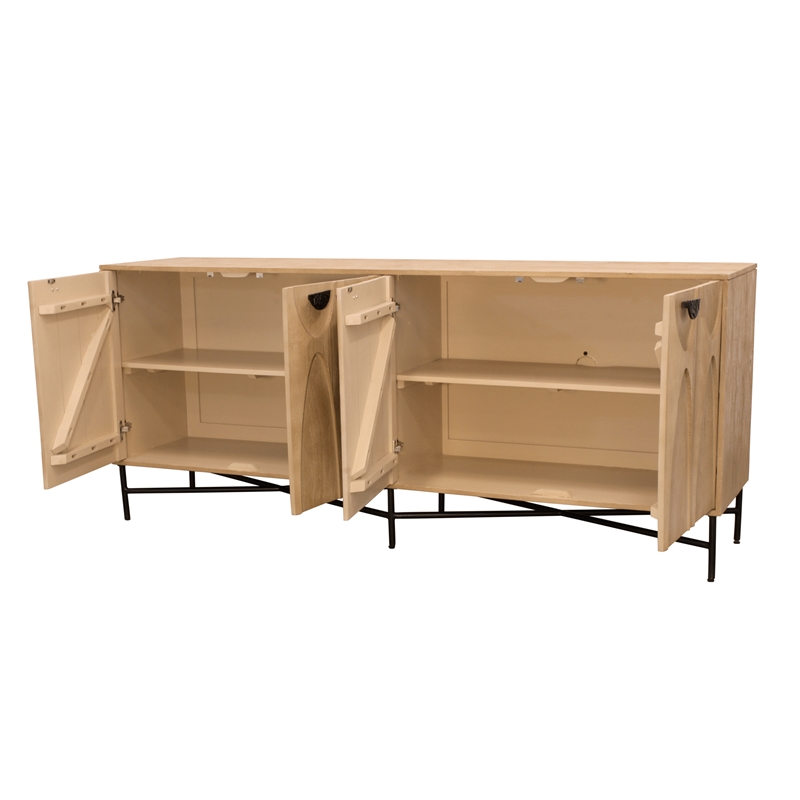 Terrance 4-Door Sideboard in Natural Finish on Mango Solid Wood