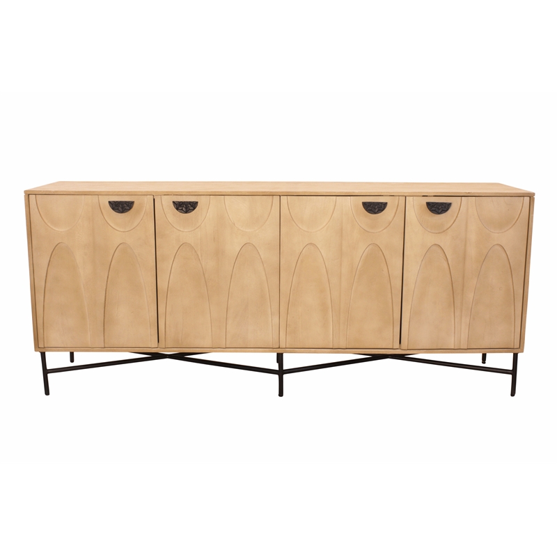 Terrance 4-Door Sideboard in Natural Finish on Mango Solid Wood