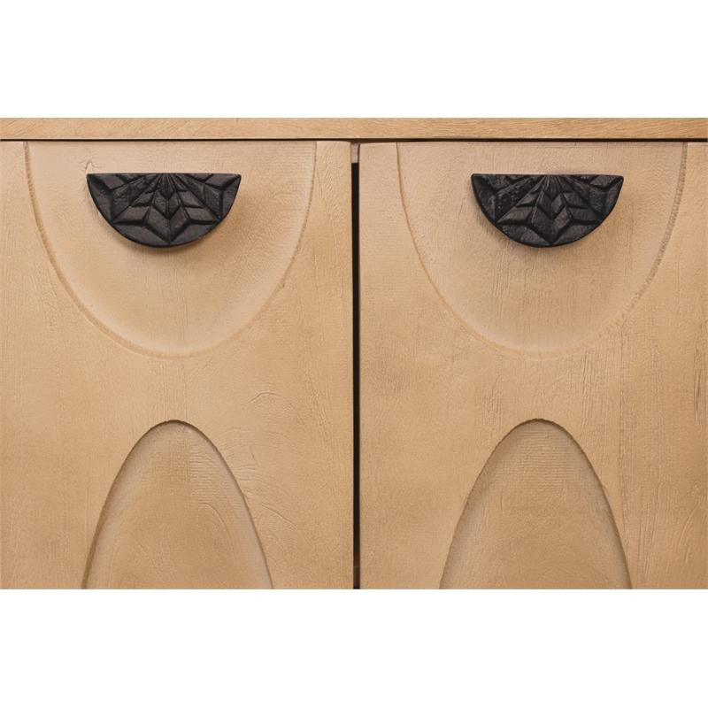 Terrance 4-Door Sideboard in Natural Finish on Mango Solid Wood