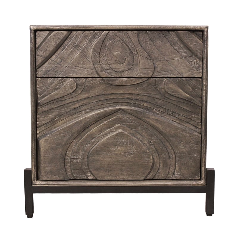 Bristol Nightstand in Smoked Ash Finish on Mango Solid Wood