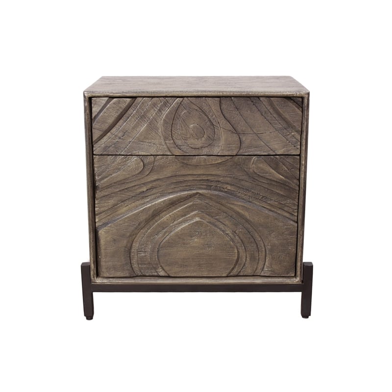 Bristol Nightstand in Smoked Ash Finish on Mango Solid Wood