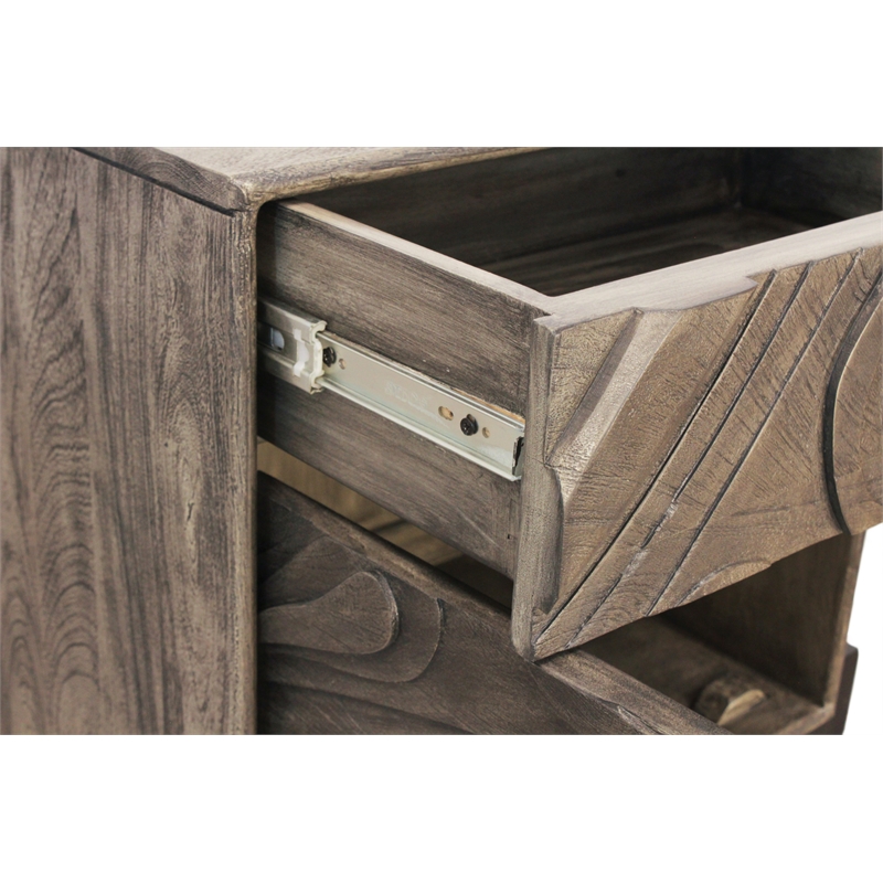 Bristol Nightstand in Smoked Ash Finish on Mango Solid Wood