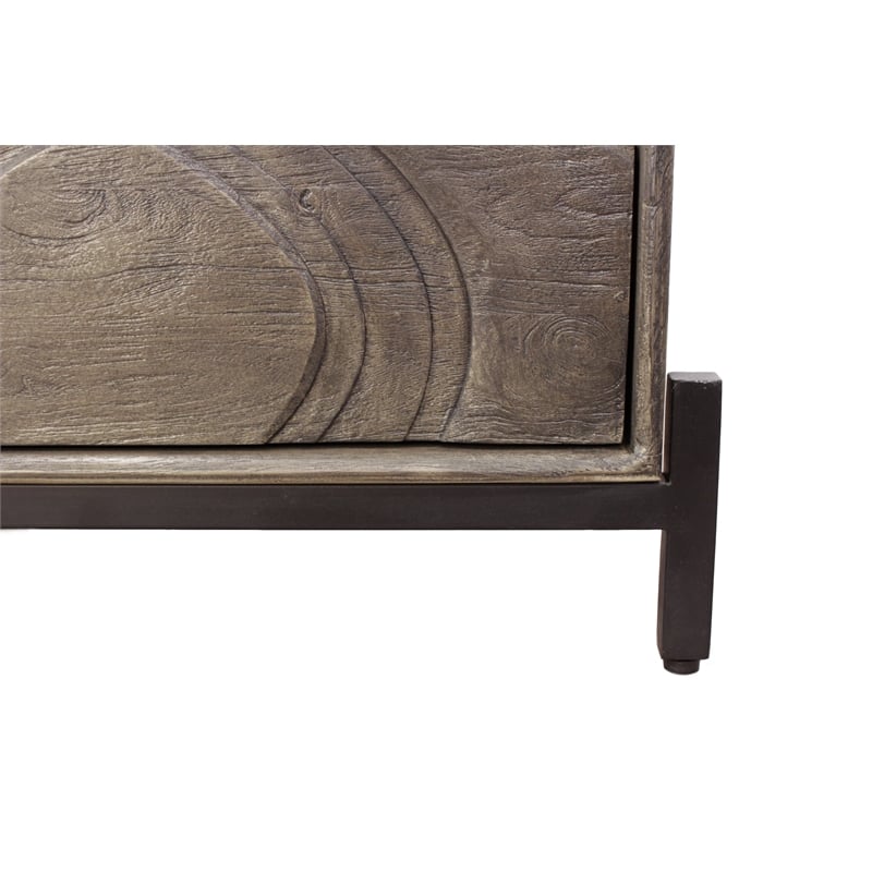 Bristol Nightstand in Smoked Ash Finish on Mango Solid Wood