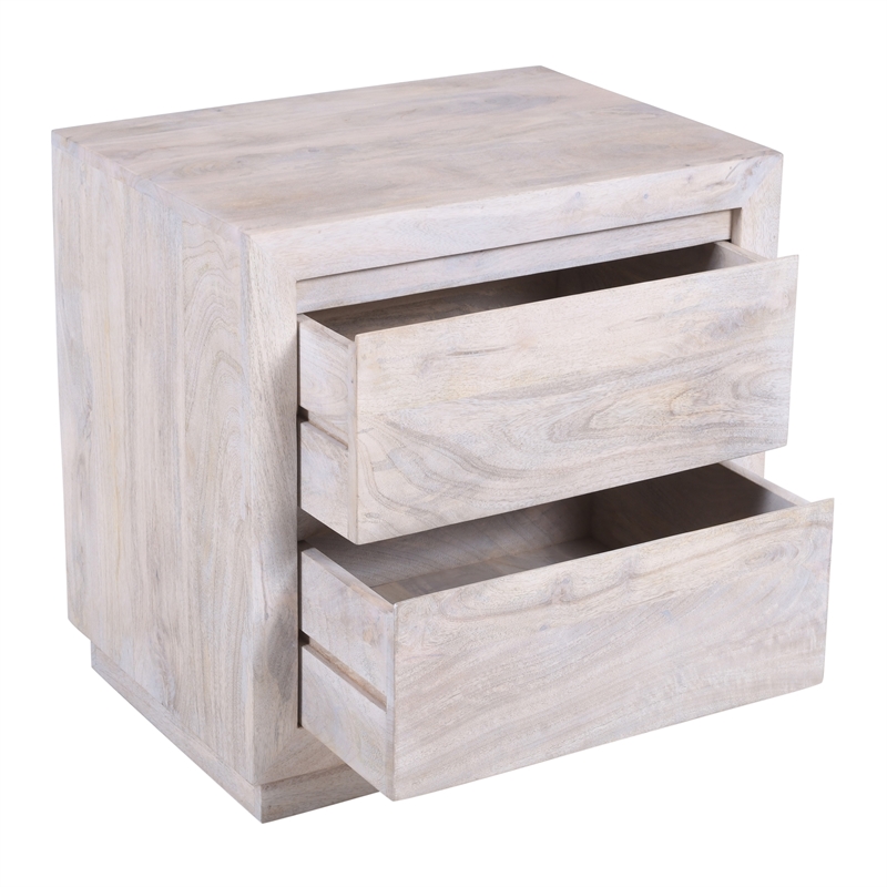 Sarah 2 Drawer Nightstand in Brushed Ivory Finish on Solid Wood