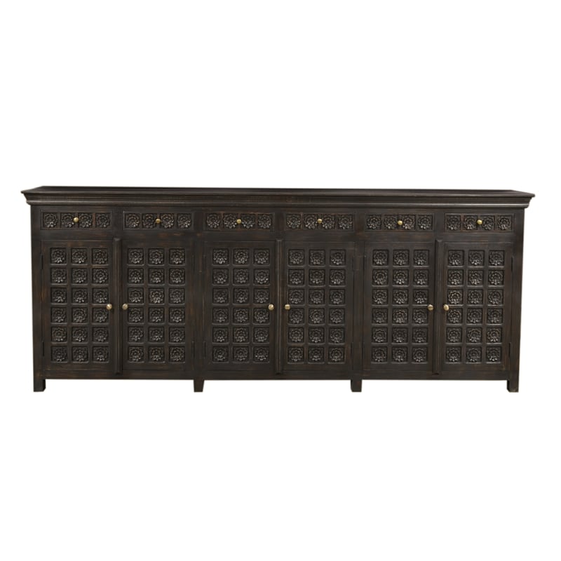 Anisa 105'' Sideboard in Antique Brown Finish on Mango Solid Wood