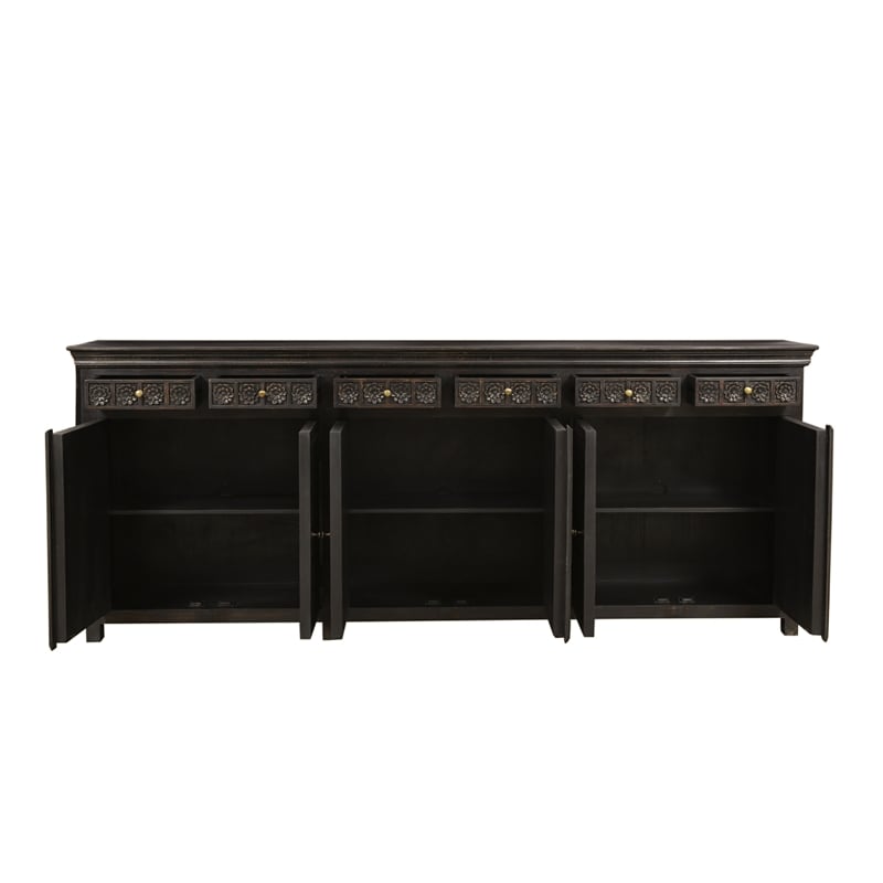 Anisa 105'' Sideboard in Antique Brown Finish on Mango Solid Wood