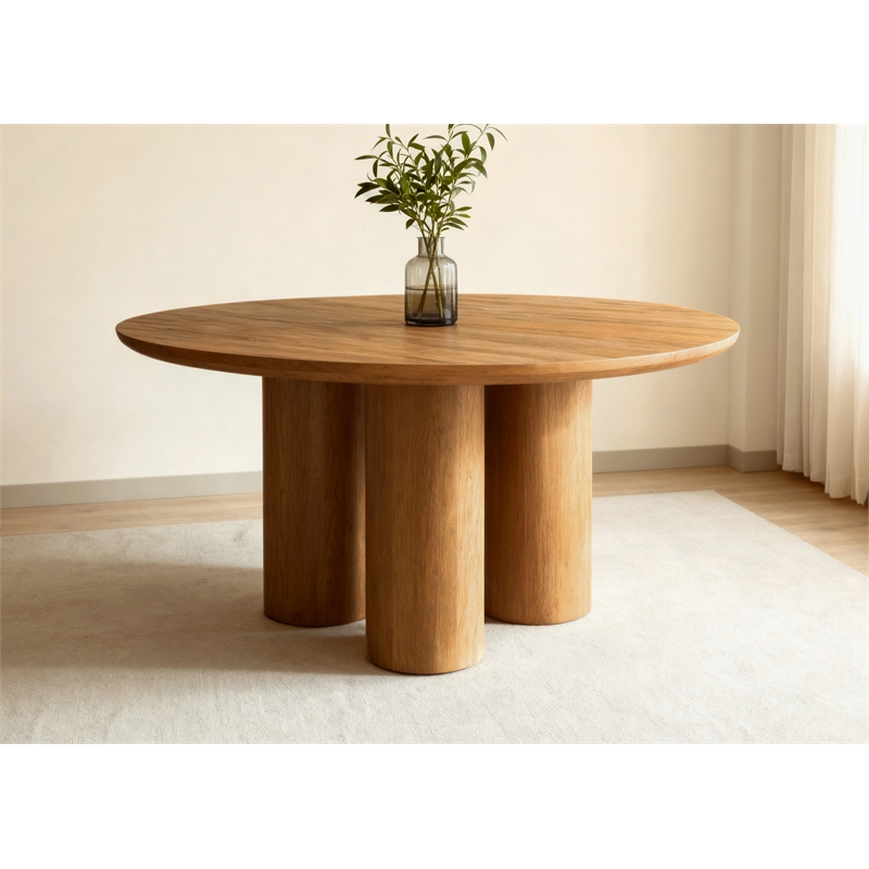 Sullivan Round Dining Table in Spice Tan Finish on Solid Wood