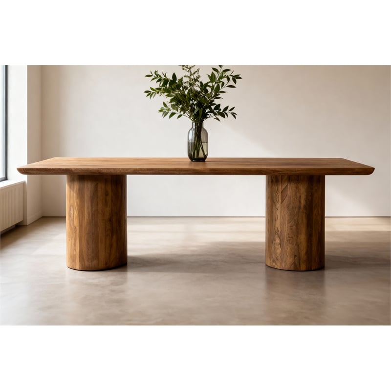 Sullivan 96'' Rectangular Dining Table in Spice Tan Finish on Solid Wood
